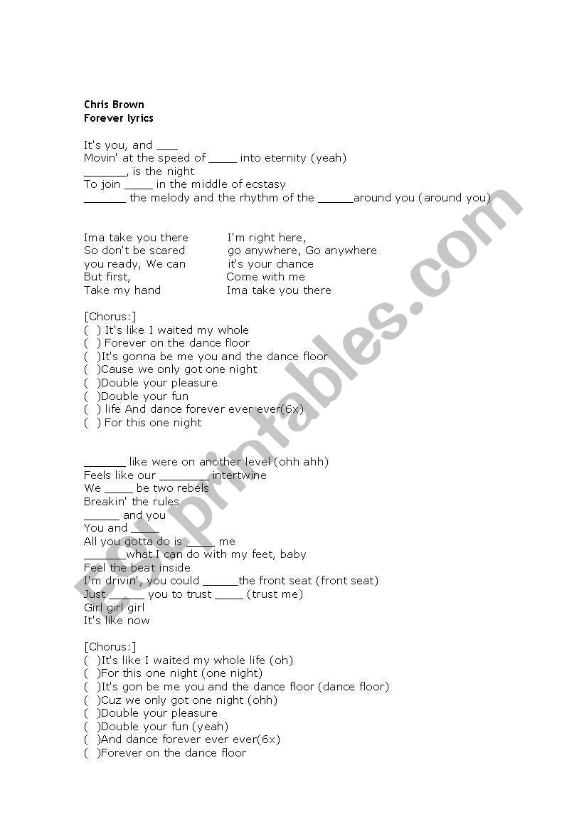 Song activity worksheet worksheet