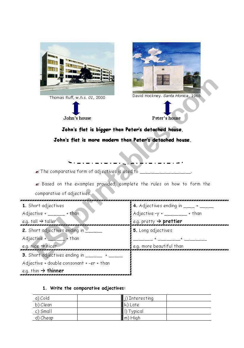 Comparative worksheet