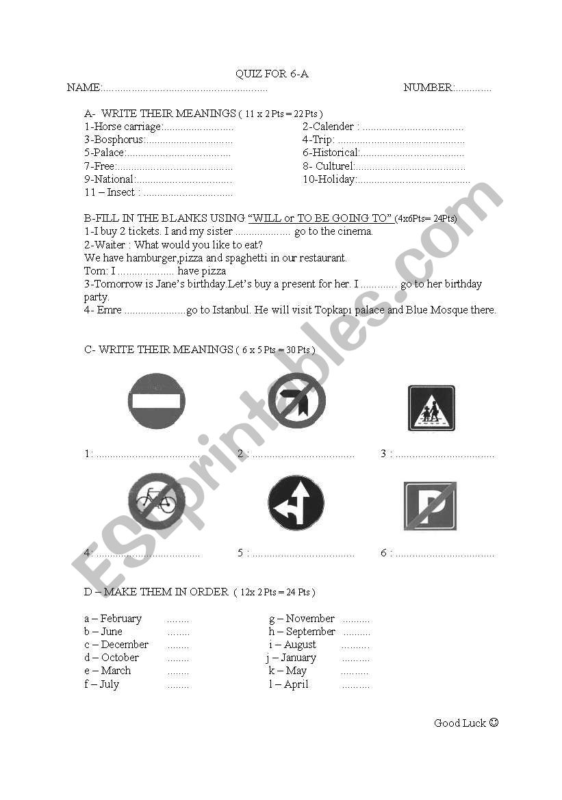 QUIZ FOR BEGINNERS worksheet