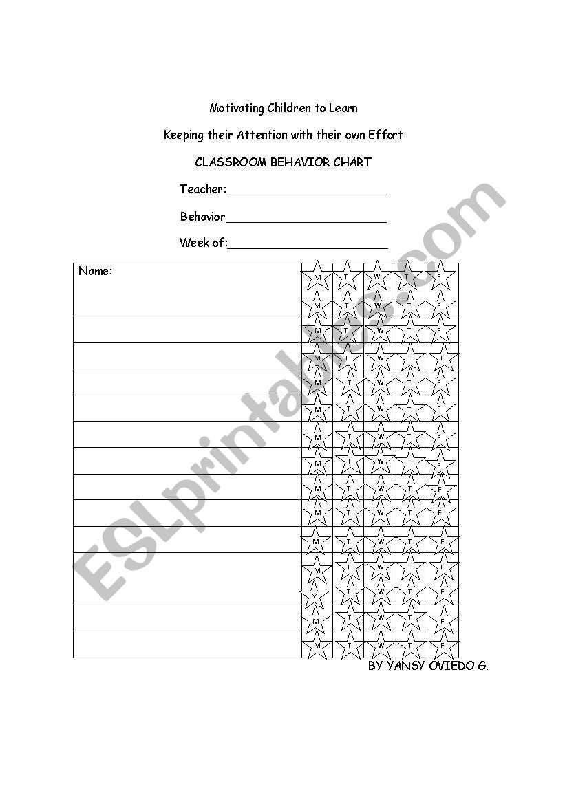 BEHAVIOR CHART worksheet
