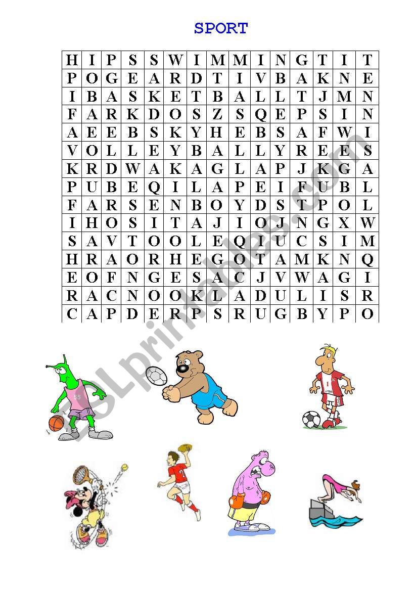 Sport - wordsearch worksheet