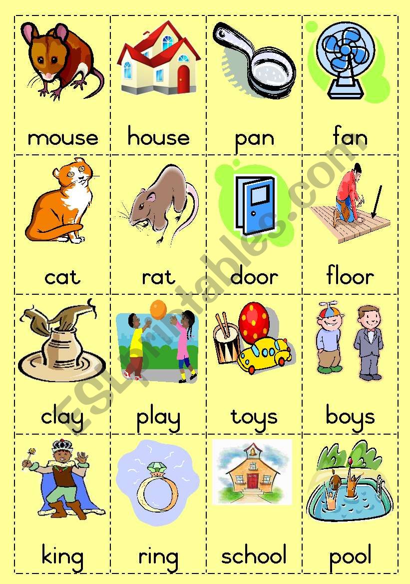 Rhyming words Game page 1 worksheet