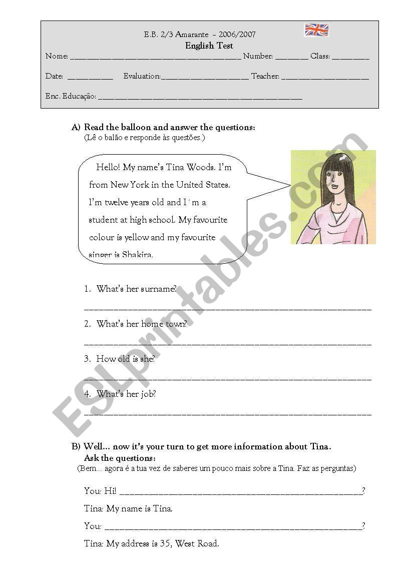 English Test - Time, Article, Interrogative Pronouns