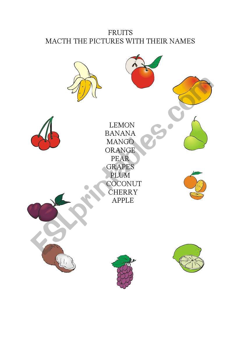 FRUITS worksheet