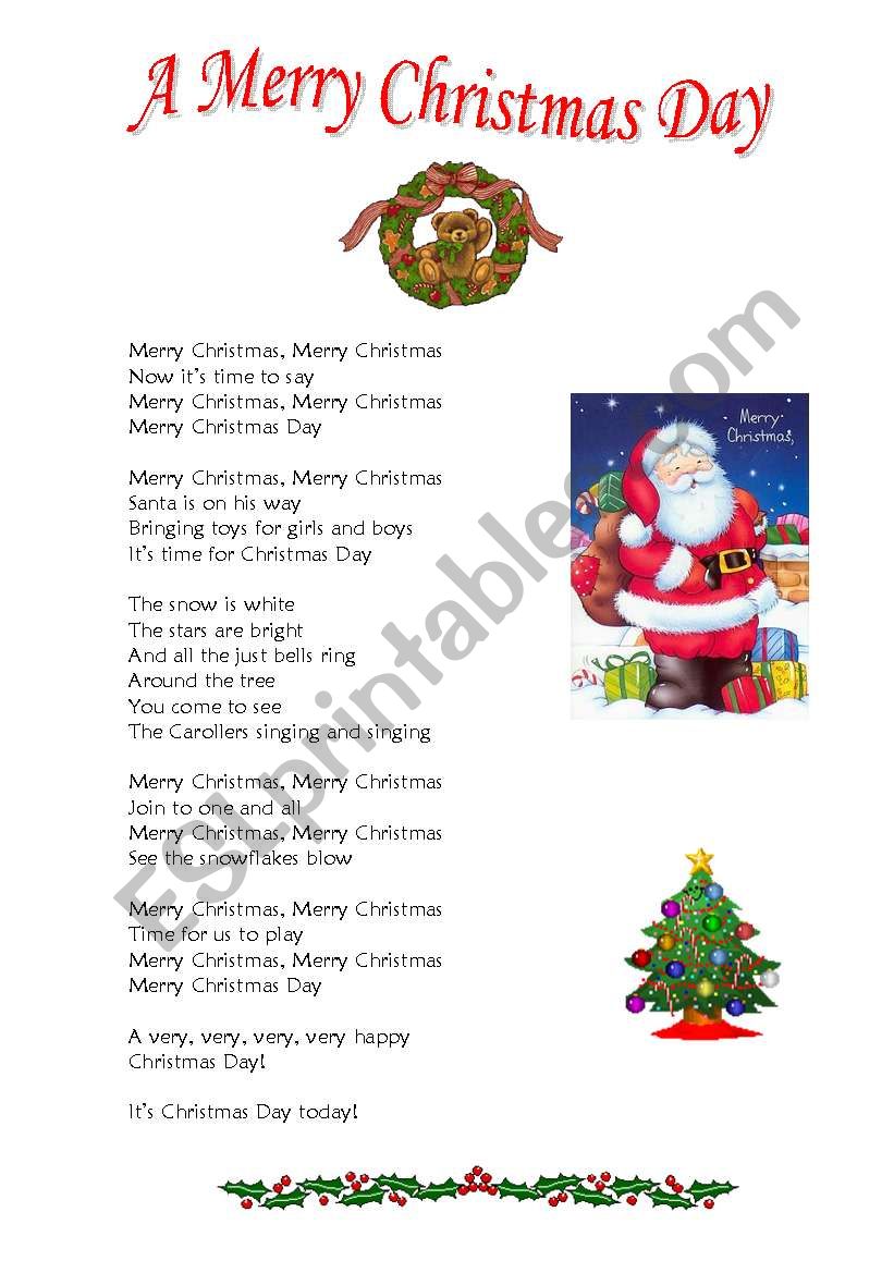 A Merry Christmas Day worksheet