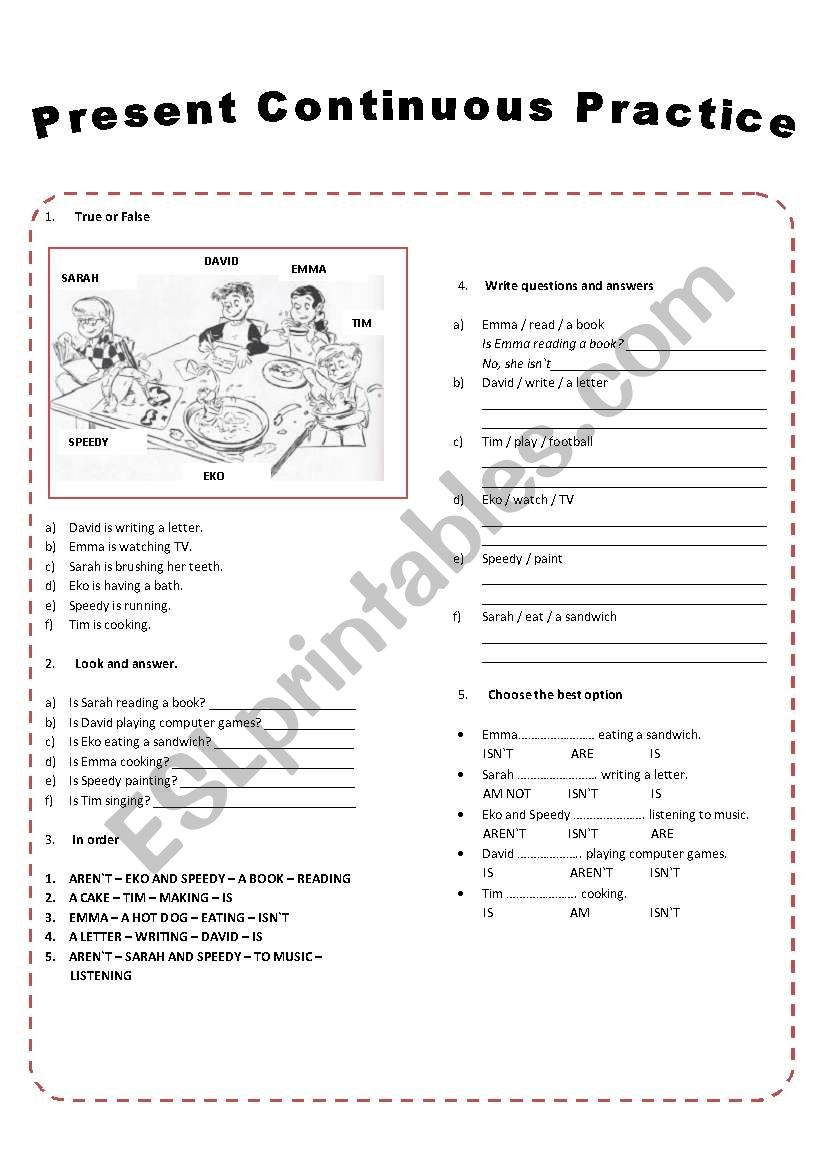 Present Continuous Practice worksheet