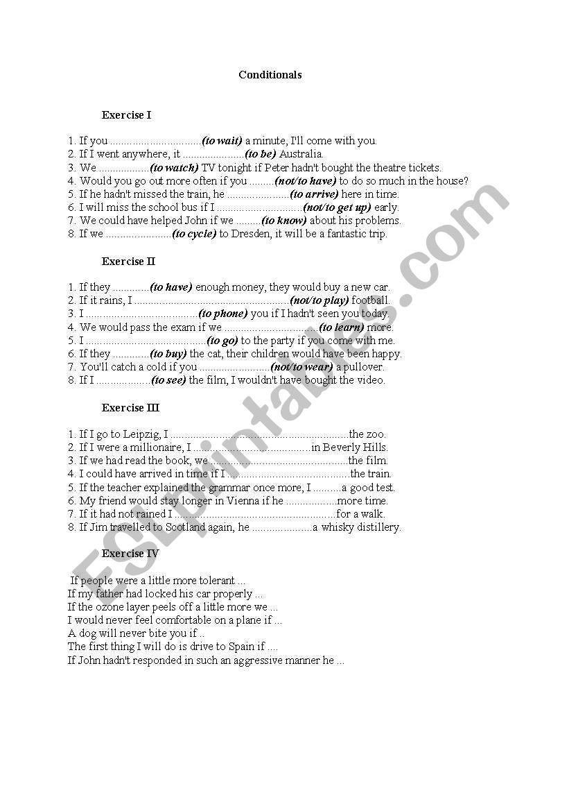 Conditionals worksheet