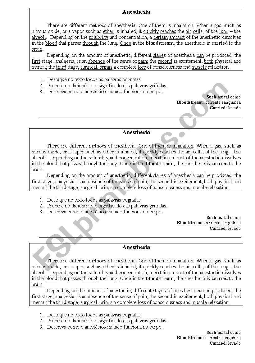 Anesthesia worksheet