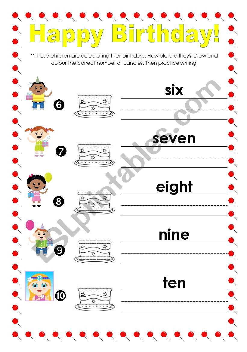 How old are they? (#6-10) worksheet