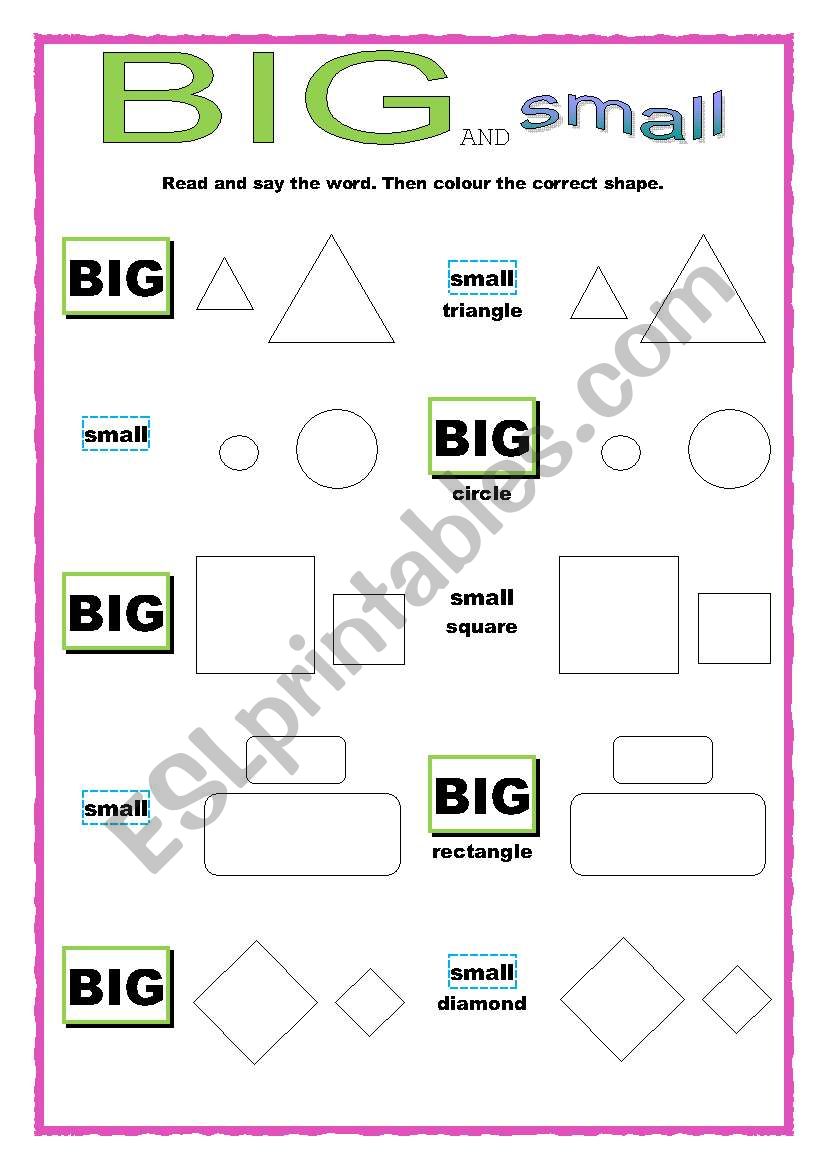 BIG and Small Shapes worksheet