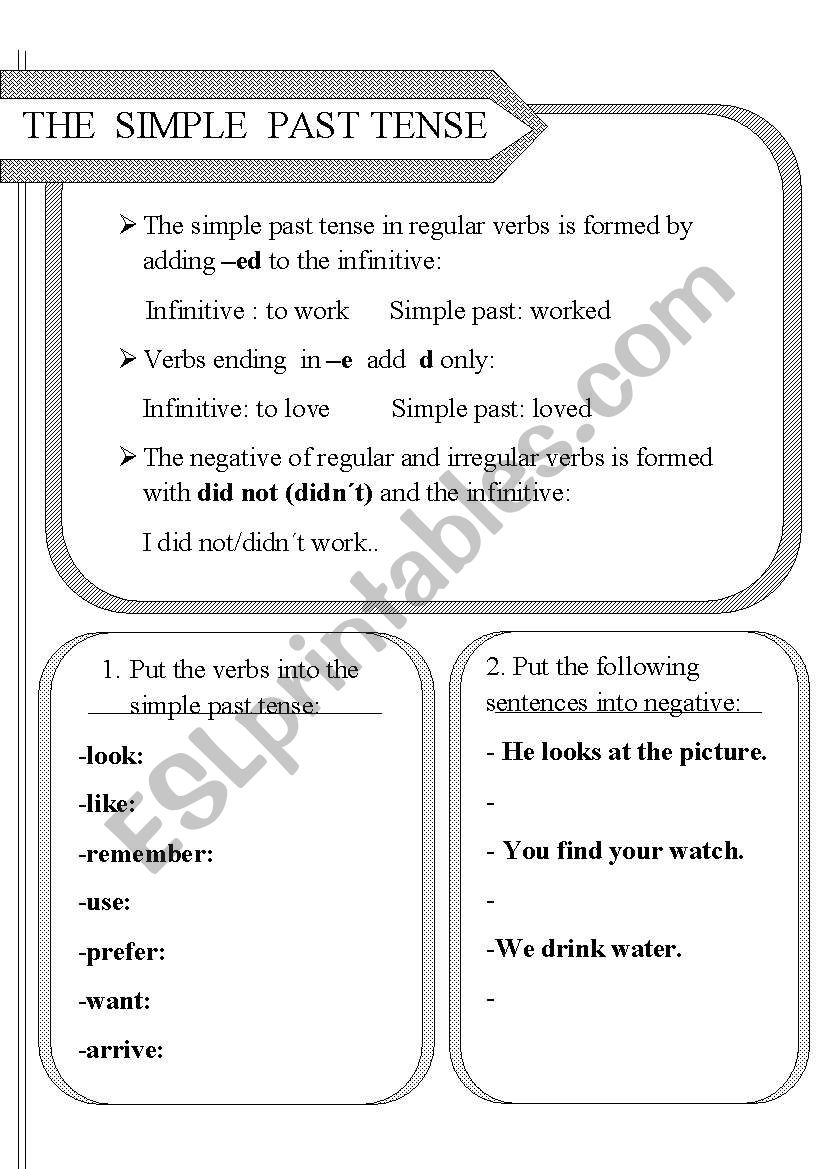 the simple past tense worksheet
