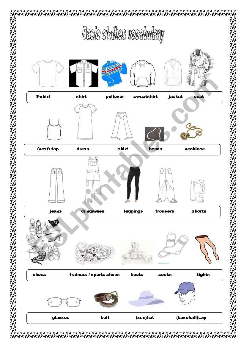Basic clothes vocabulary worksheet