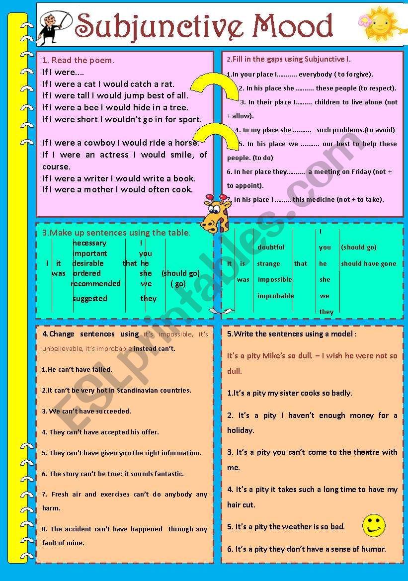 Worksheet 11 1 Subjunctive Mood After Verbs Of Emotion