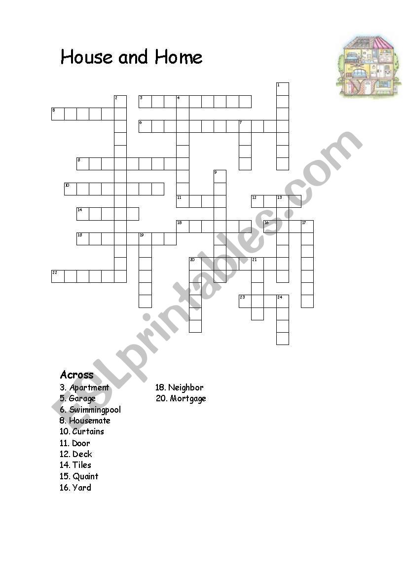 House and Home half crossword vocabulary