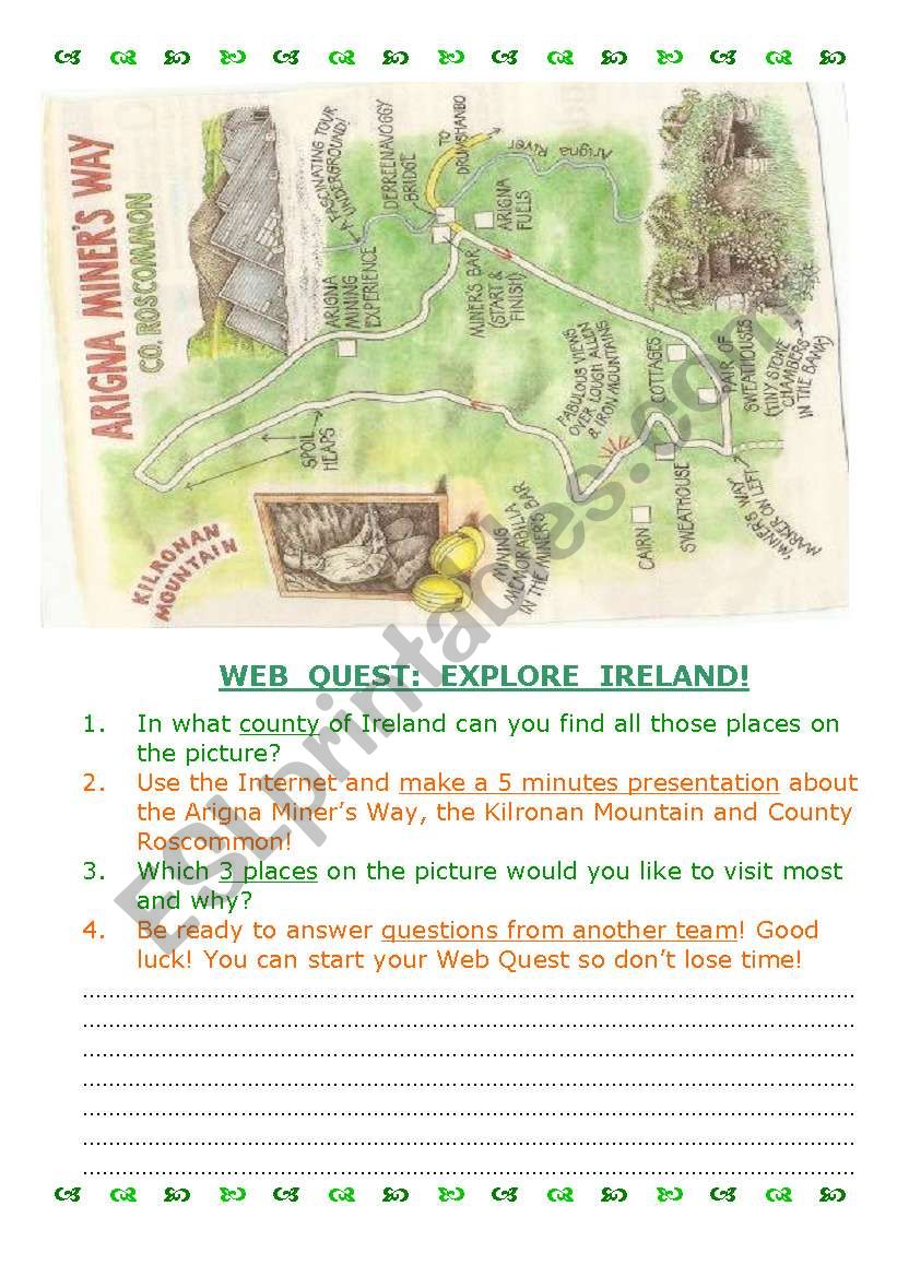 Web Quest: Explore Ireland 9 worksheet
