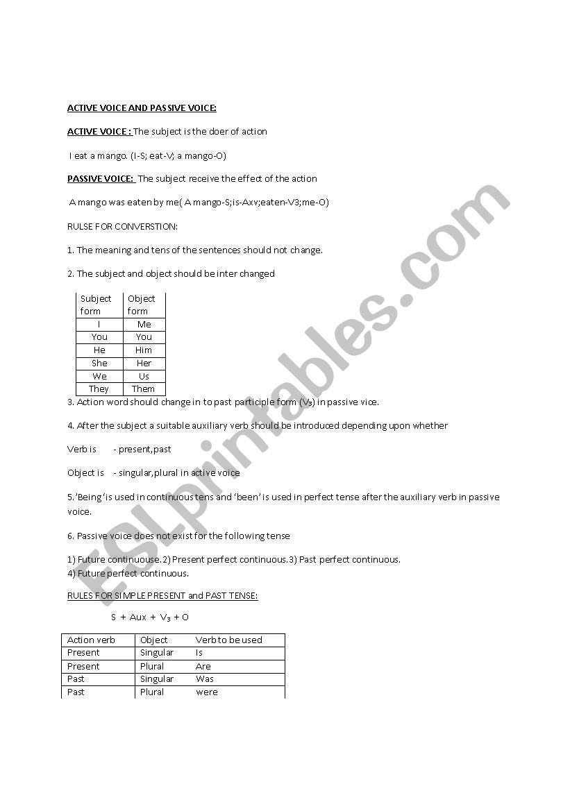 active voice worksheet