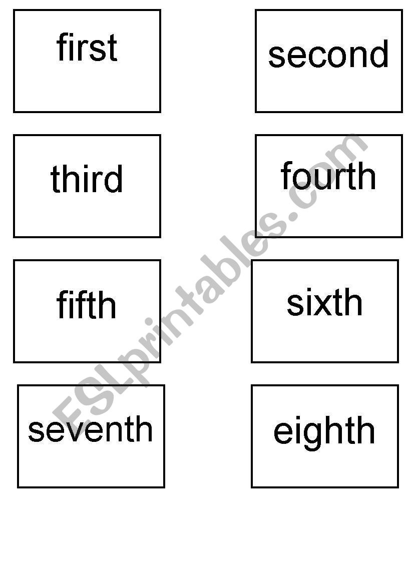 ORDINAL NUMBER CARDS + MONTHS + YEARS