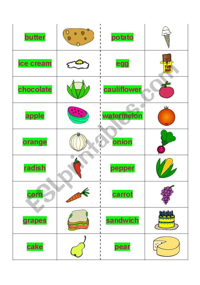FOOD DOMINOES worksheet