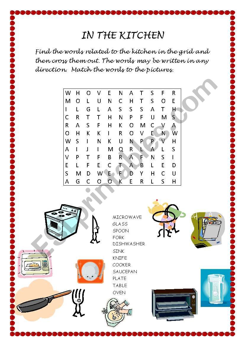 kitchen vocabulary worksheet