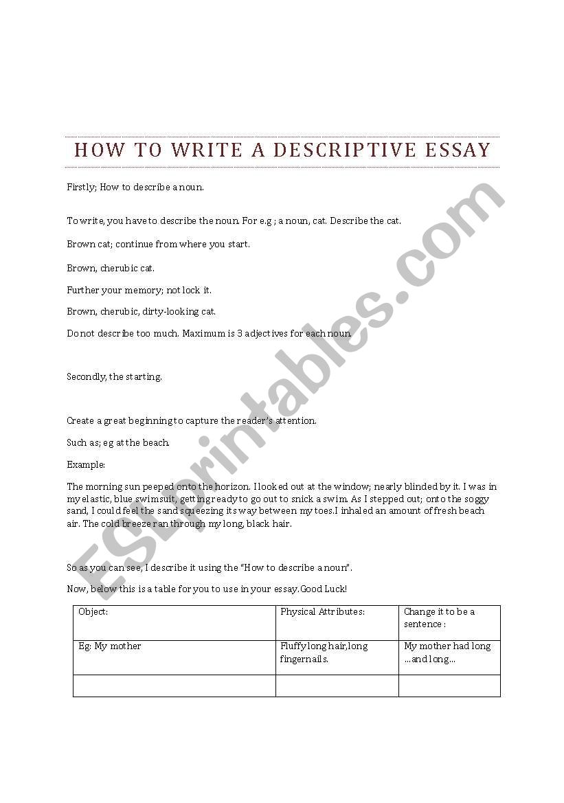 Descriptive Essay:How to Write It