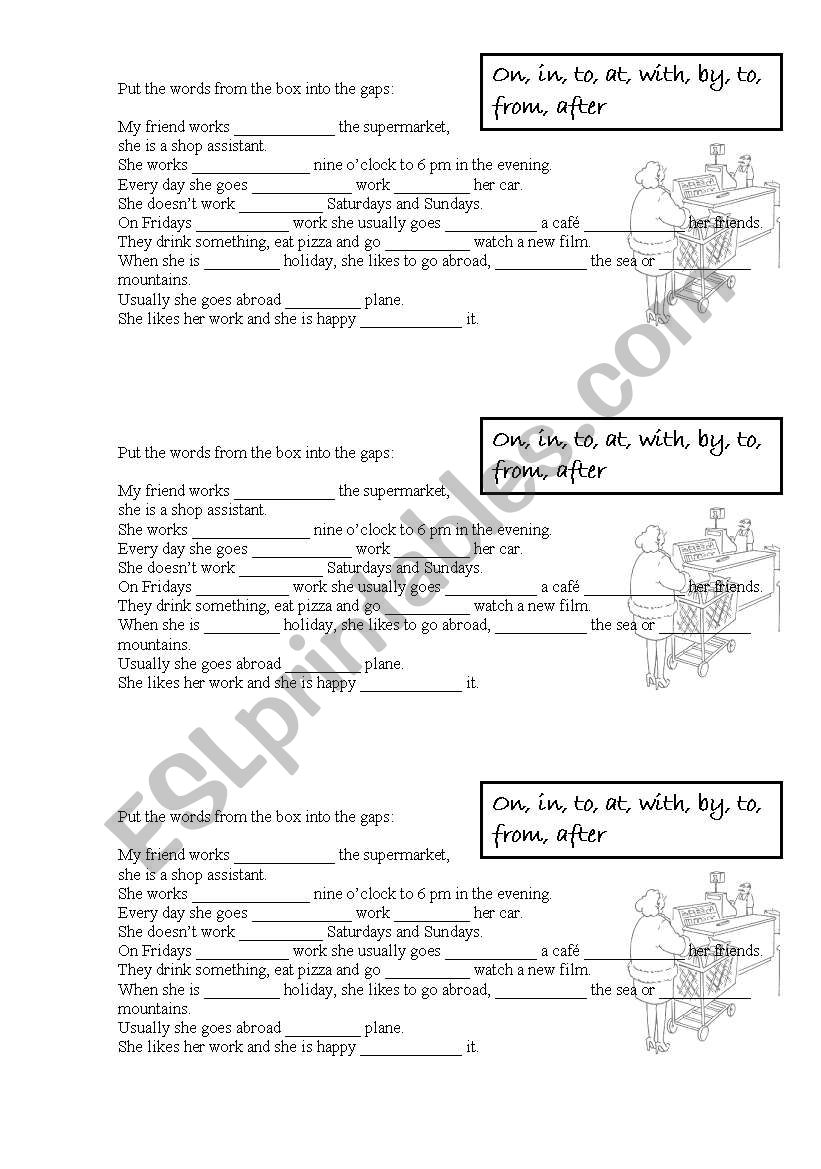 some prepositions worksheet