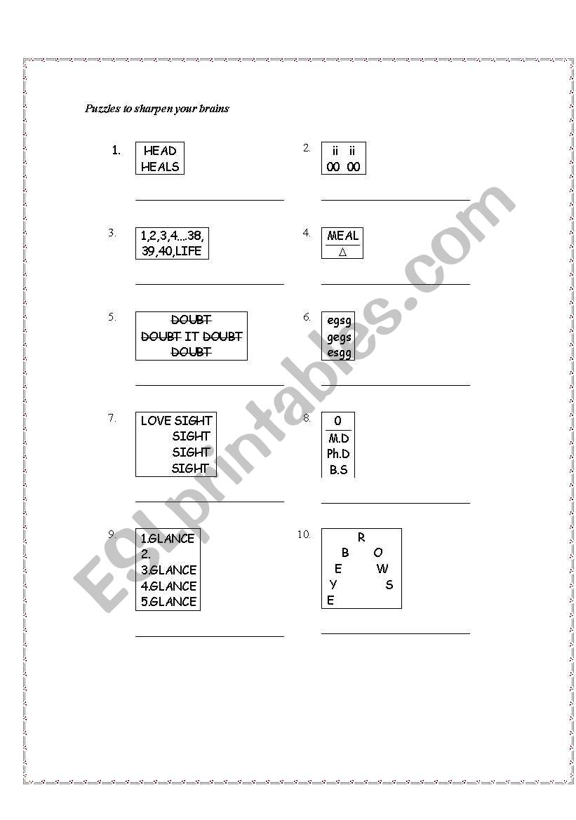Idioms - Puzzle worksheet