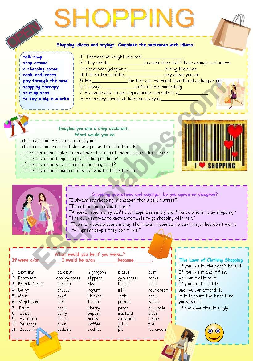 SHOPPING worksheet