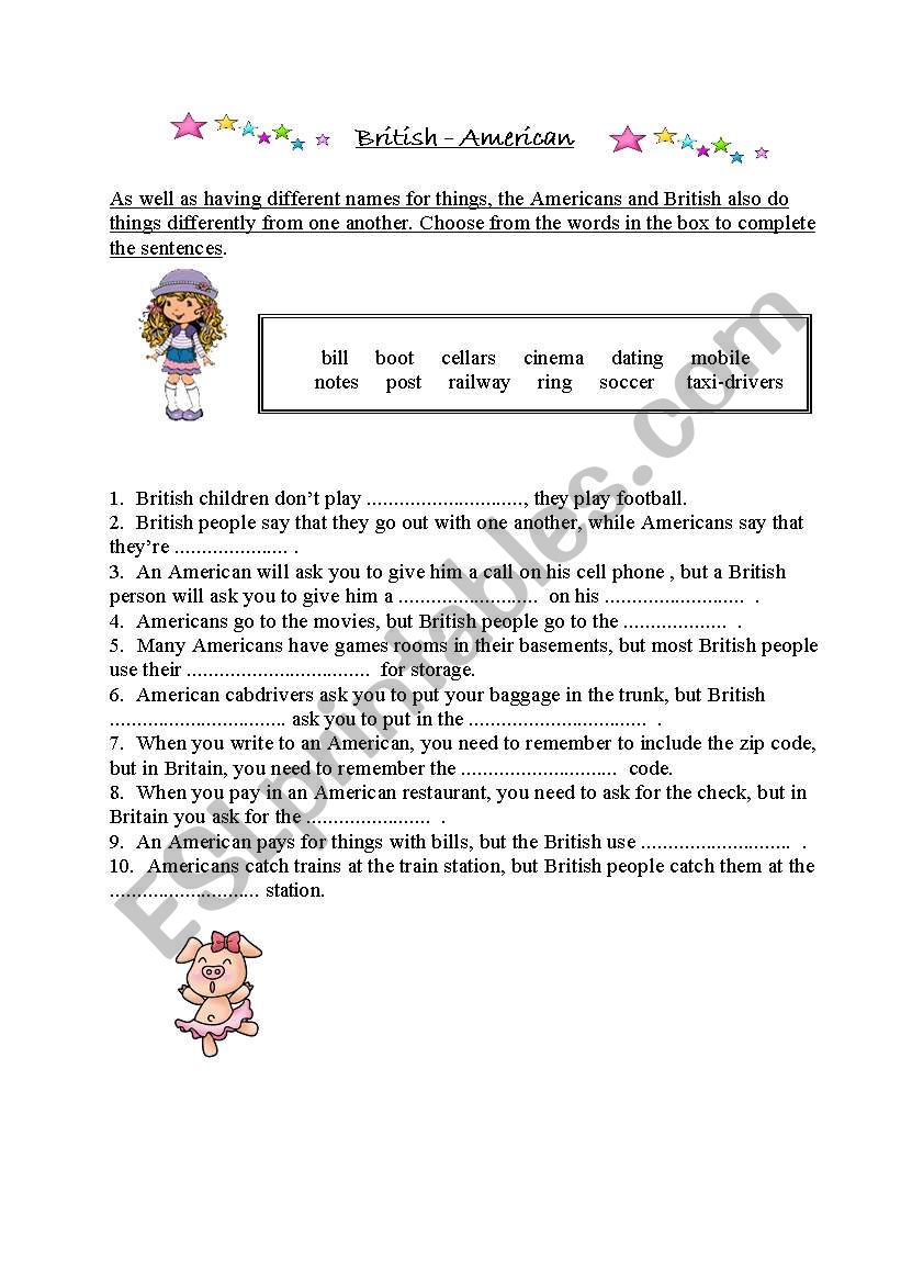 British-American worksheet