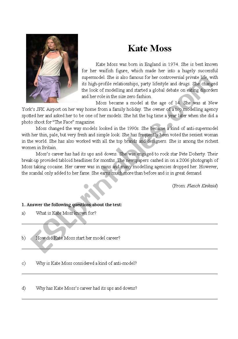 Kate Moss worksheet