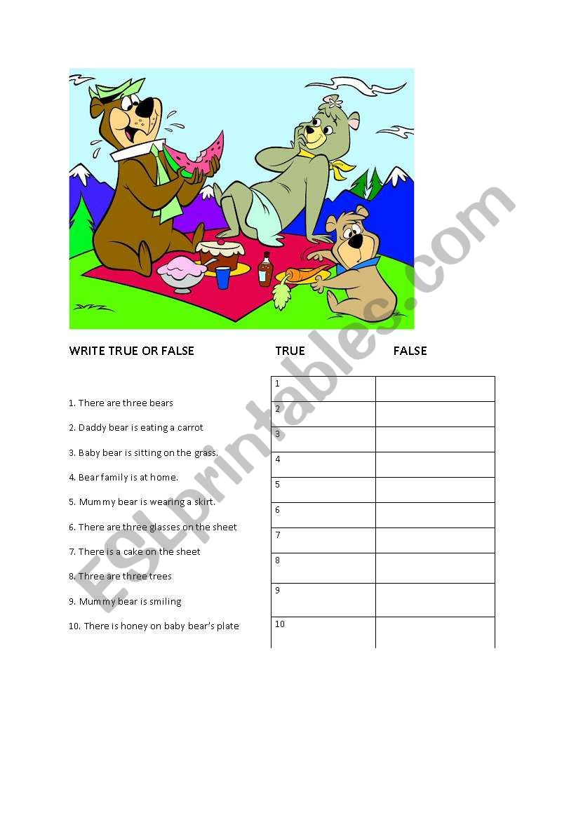 true false worksheet