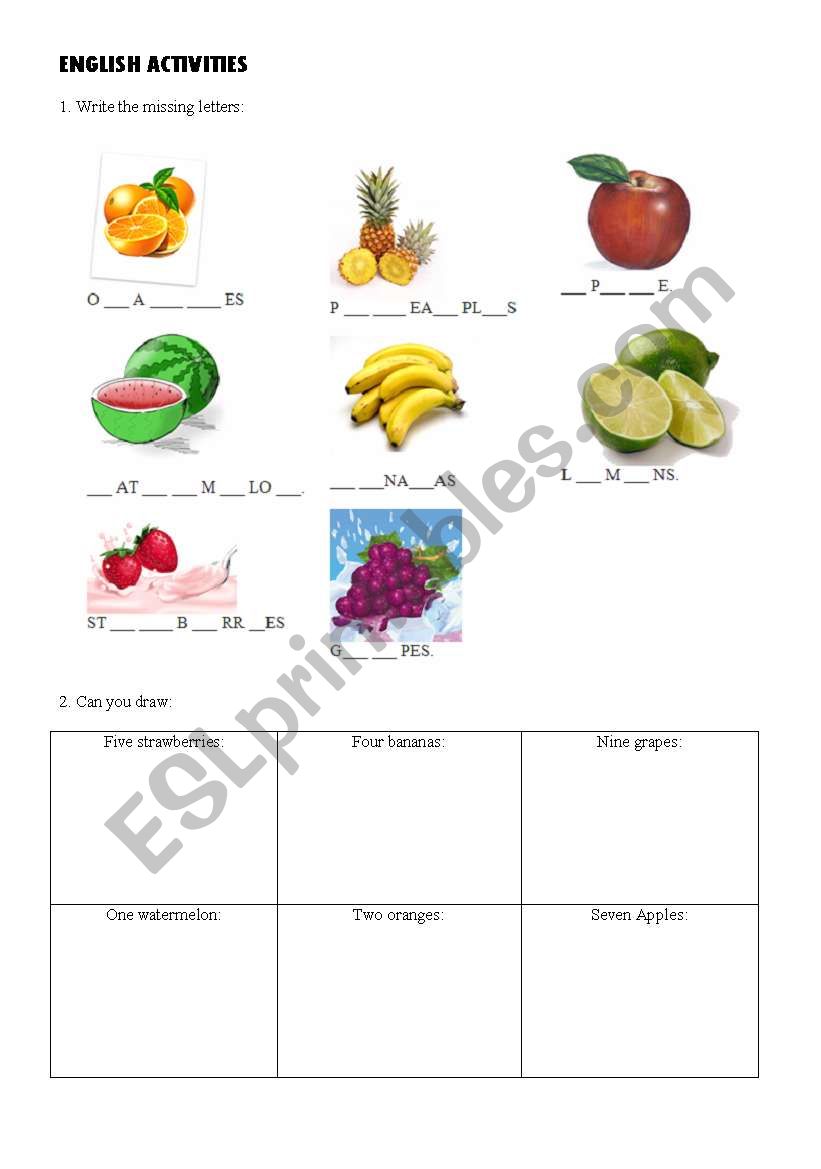 Fruits worksheet