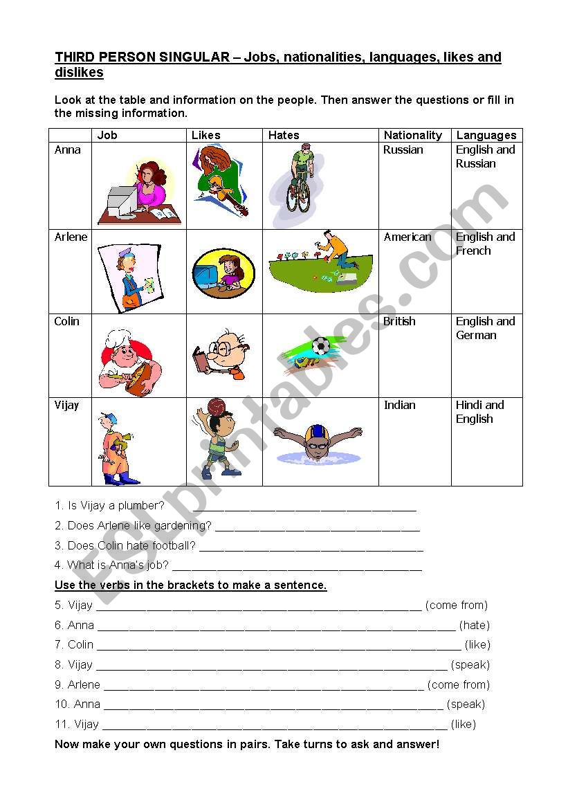 third-person-singular-with-jobs-nationalities-languages-likes-and-dislikes-esl-worksheet-by