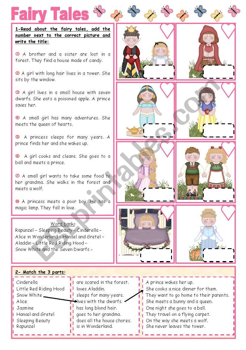 Fairy Tales/Stories (6):  Fairy Tales Activities - 2 pages.