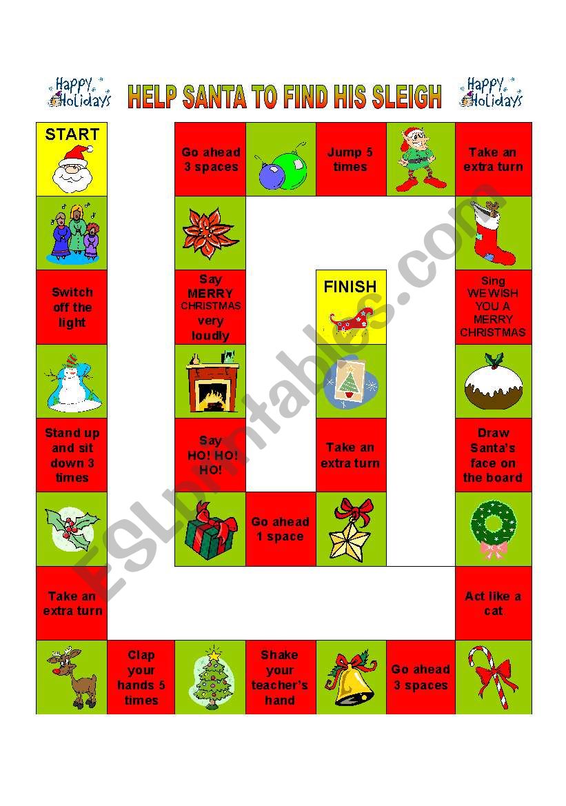 CHRISTMAS BOARDGAME worksheet