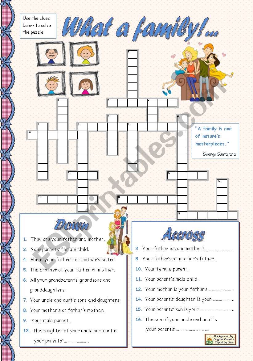 WHAT A FAMILY!... worksheet