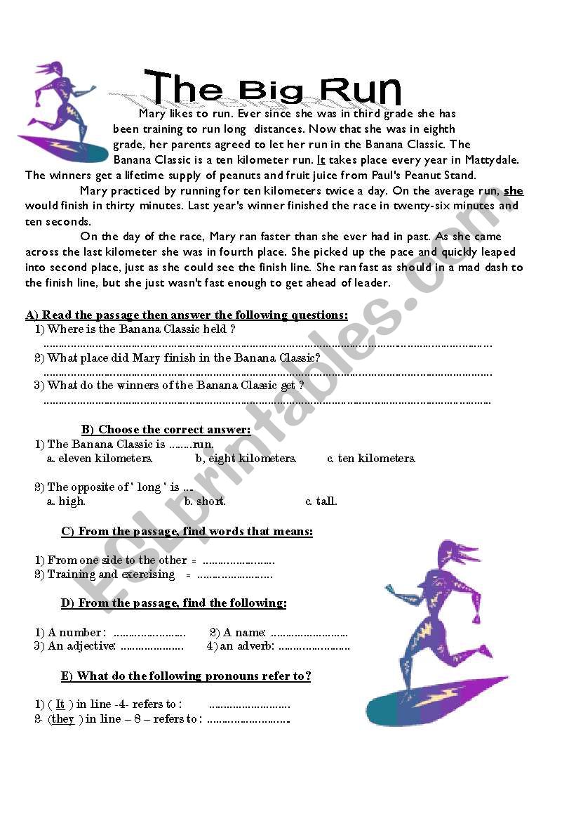 The big run worksheet