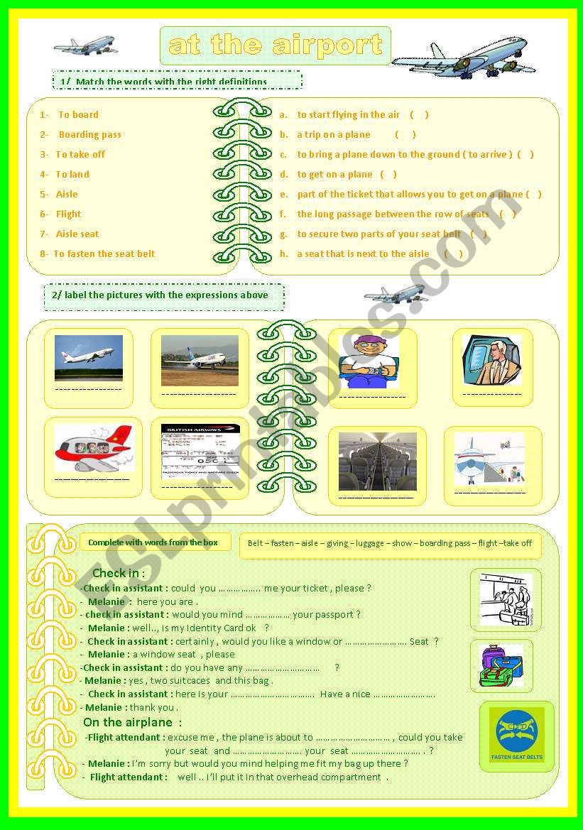 at the airport worksheet