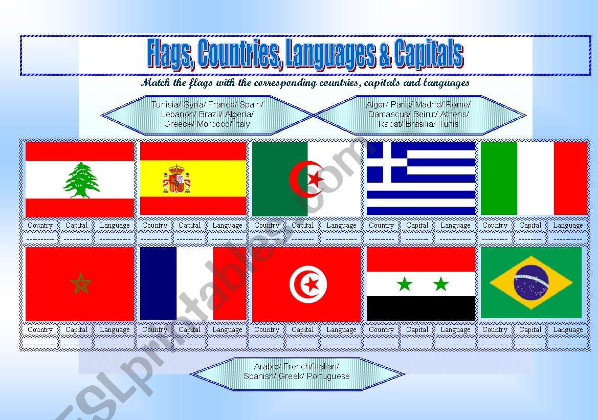 Flags worksheet