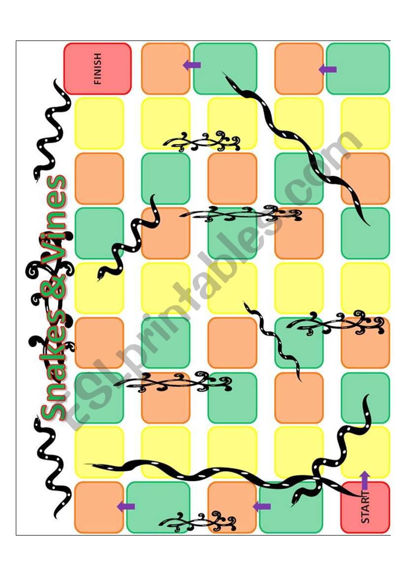 Snakes and Vines Board Game worksheet