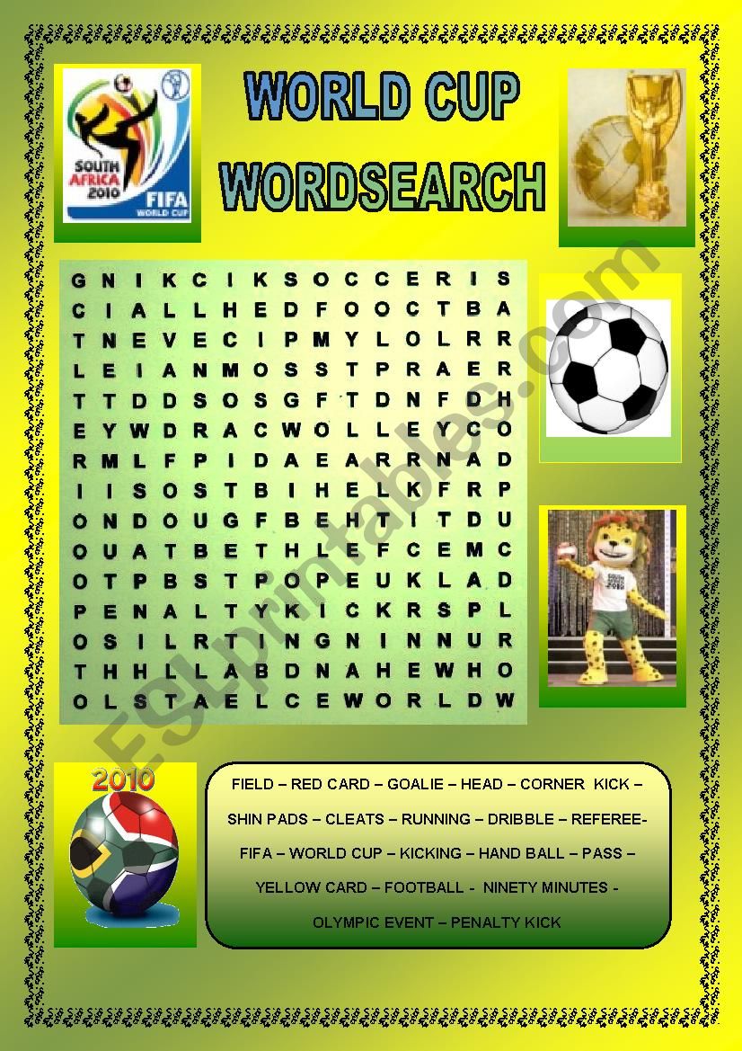 World Cup 2010 worksheet