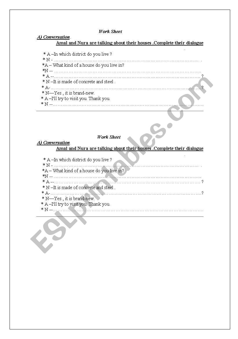 yesterday worksheet