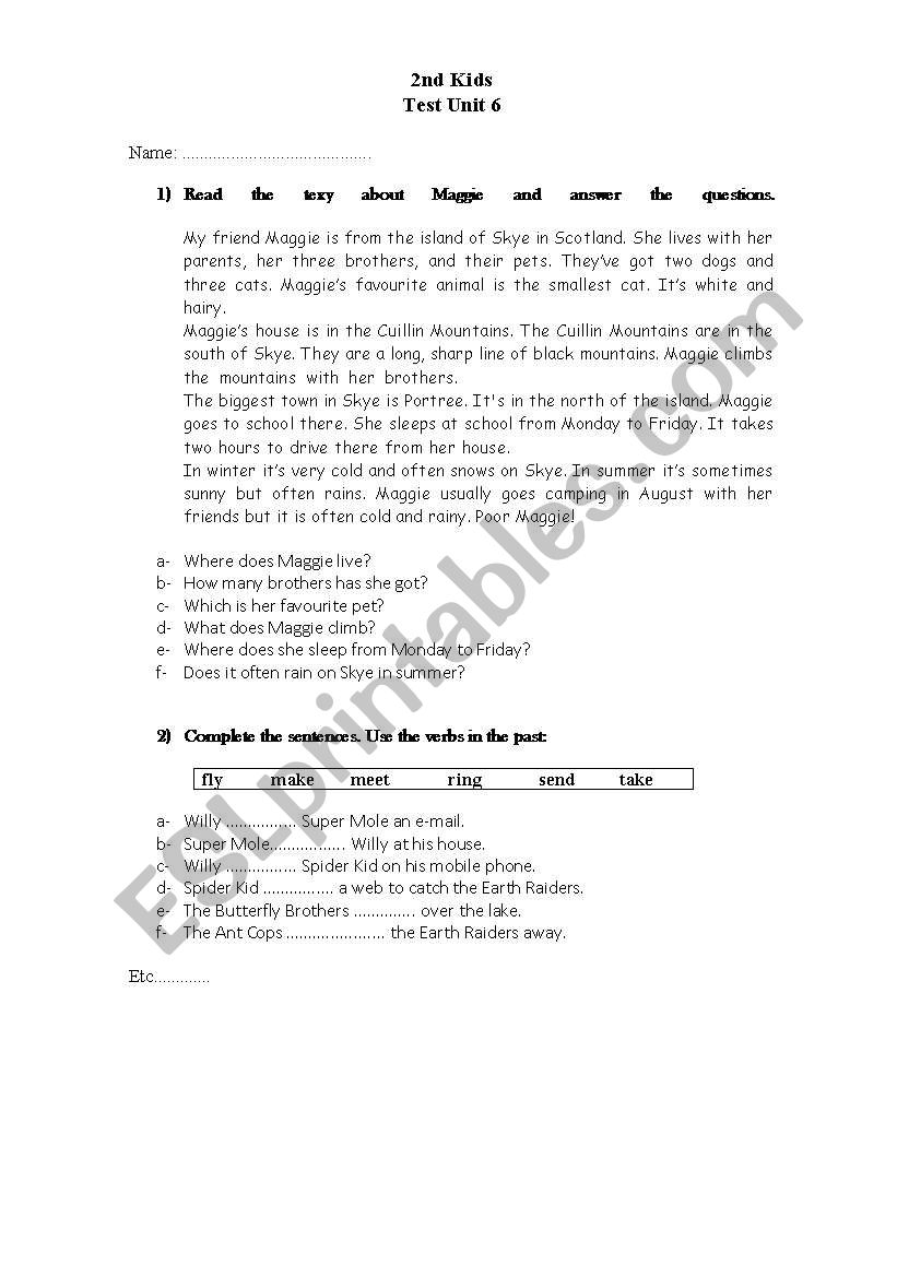 Test Unit 6-Happy Earth 1 worksheet