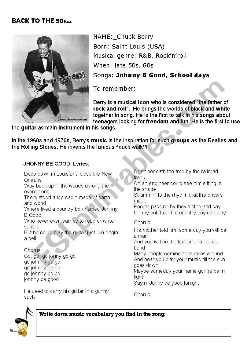 chuck berry worksheet