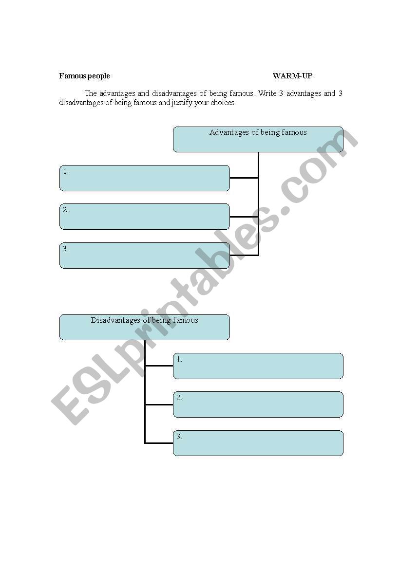 Fame worksheet