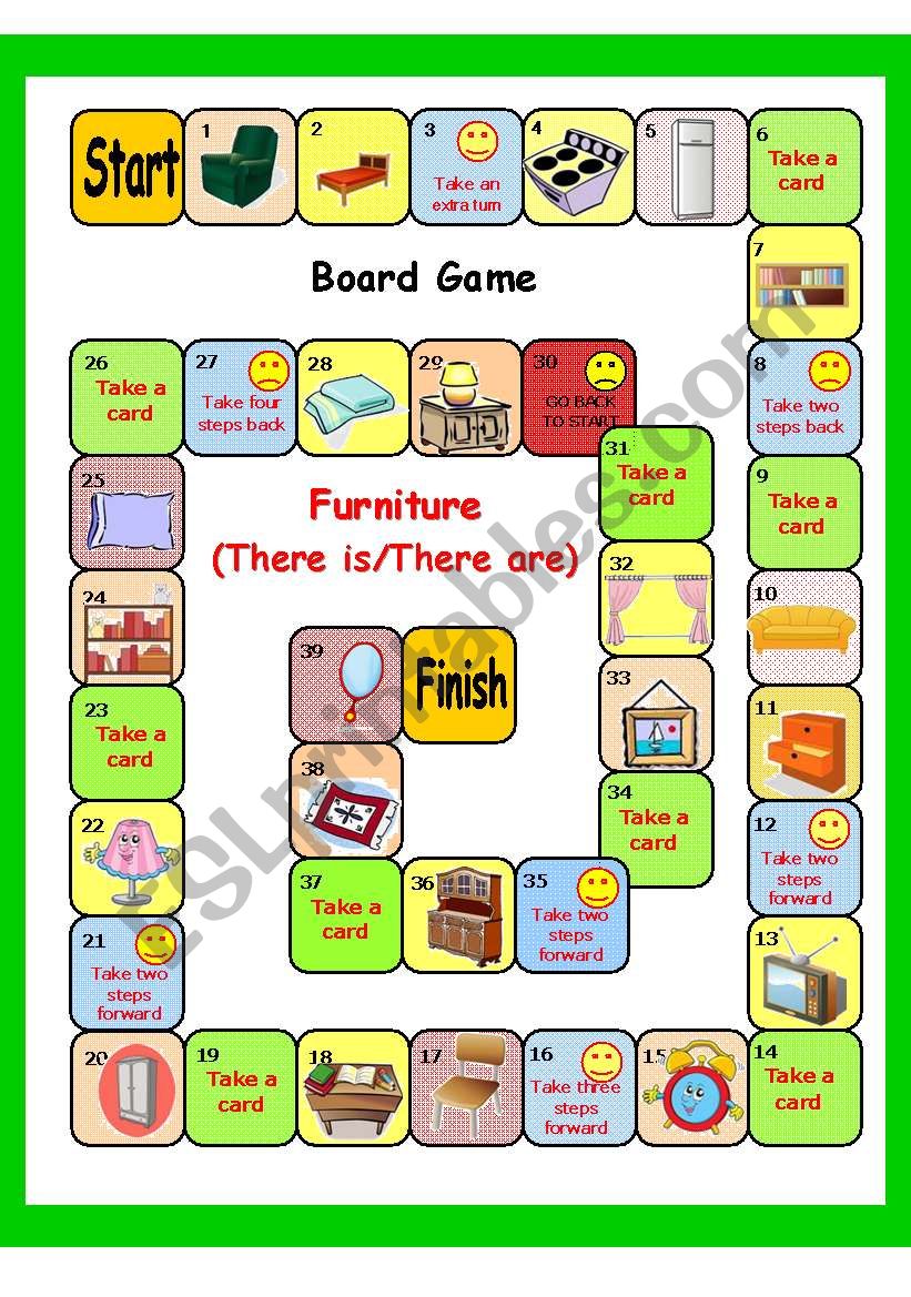 FURNITURE (THERE IS/THERE ARE ) BOARD GAME