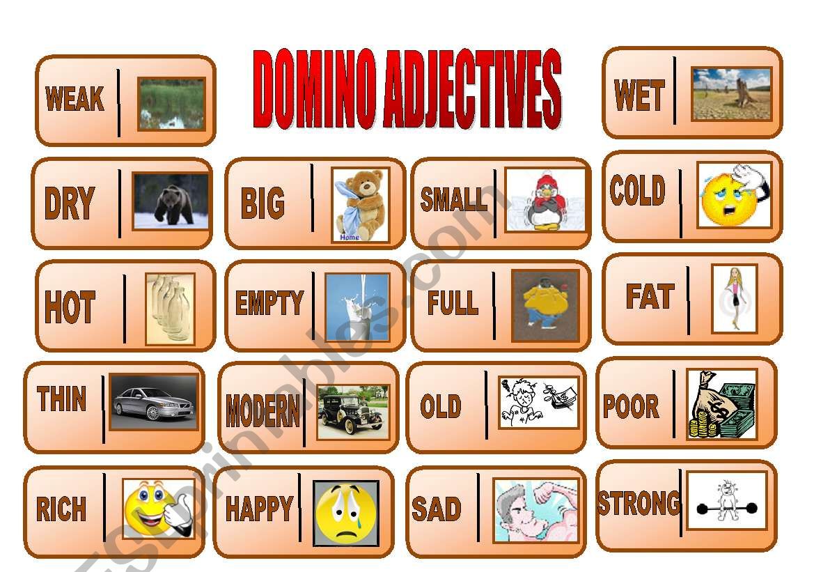 DOMINO ADJECTIVES worksheet