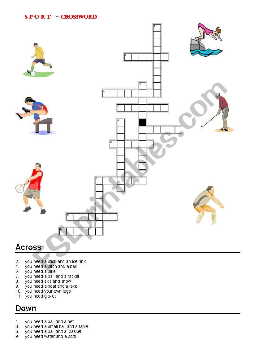 Sport - crossword worksheet