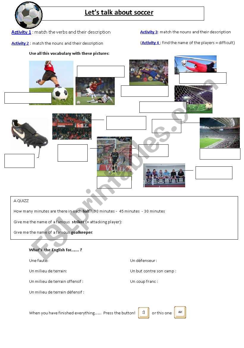 Lets talk about soccer! worksheet