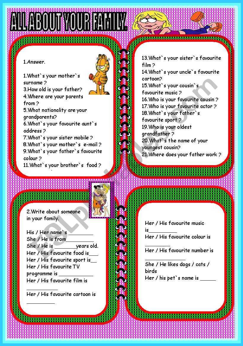 ALL ABOUT YOUR FAMILY worksheet