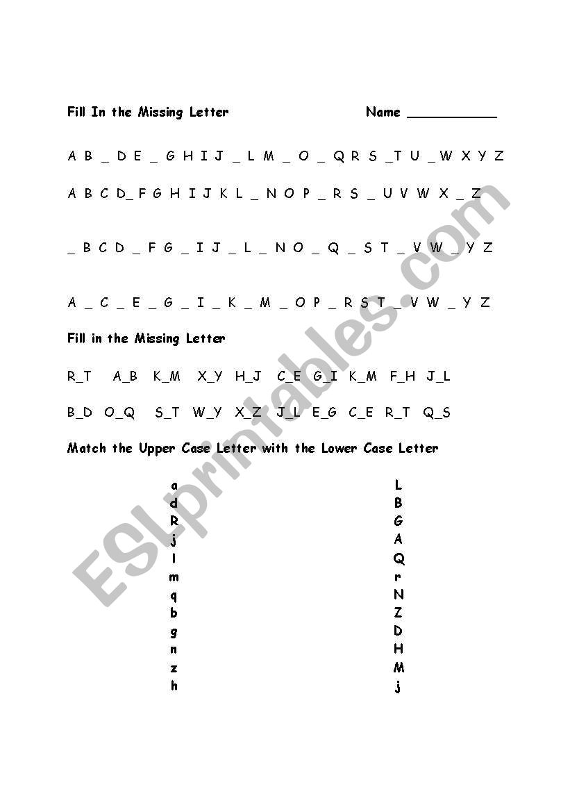 Alphabet Missing Letters worksheet